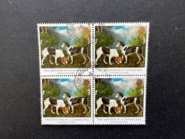 England  Hunde  Viererblock gestempelt (C266)
