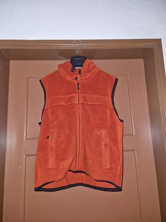 Gilet donna arancione in pile con cappuccio