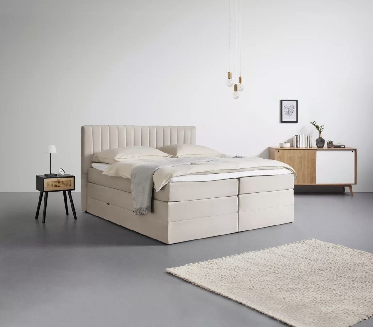 Betten: Boxspringbett 180x200 Beige – Gebraucht aus Niederwangen BE von tin.ma