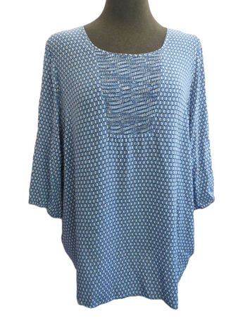 ca. Gr. 48 VIA APPIA DUE Shirt Visko blau weiss s.Masse