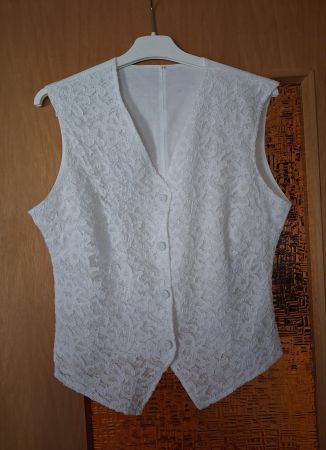Damen Weste Spitze Weiss, Gr.42, 20% Leinen, Made in Italy