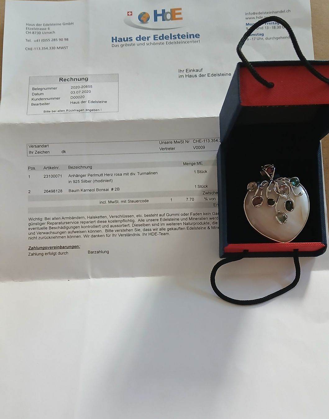 Ciondoli: Änhanger perlmutt rosa mit turmalinen – Nuovo e nell'imballaggio originale da Burg AG venduto da dro_l6sx 2