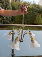 Deckenleuchte Messing mit 5 Glasschirmen