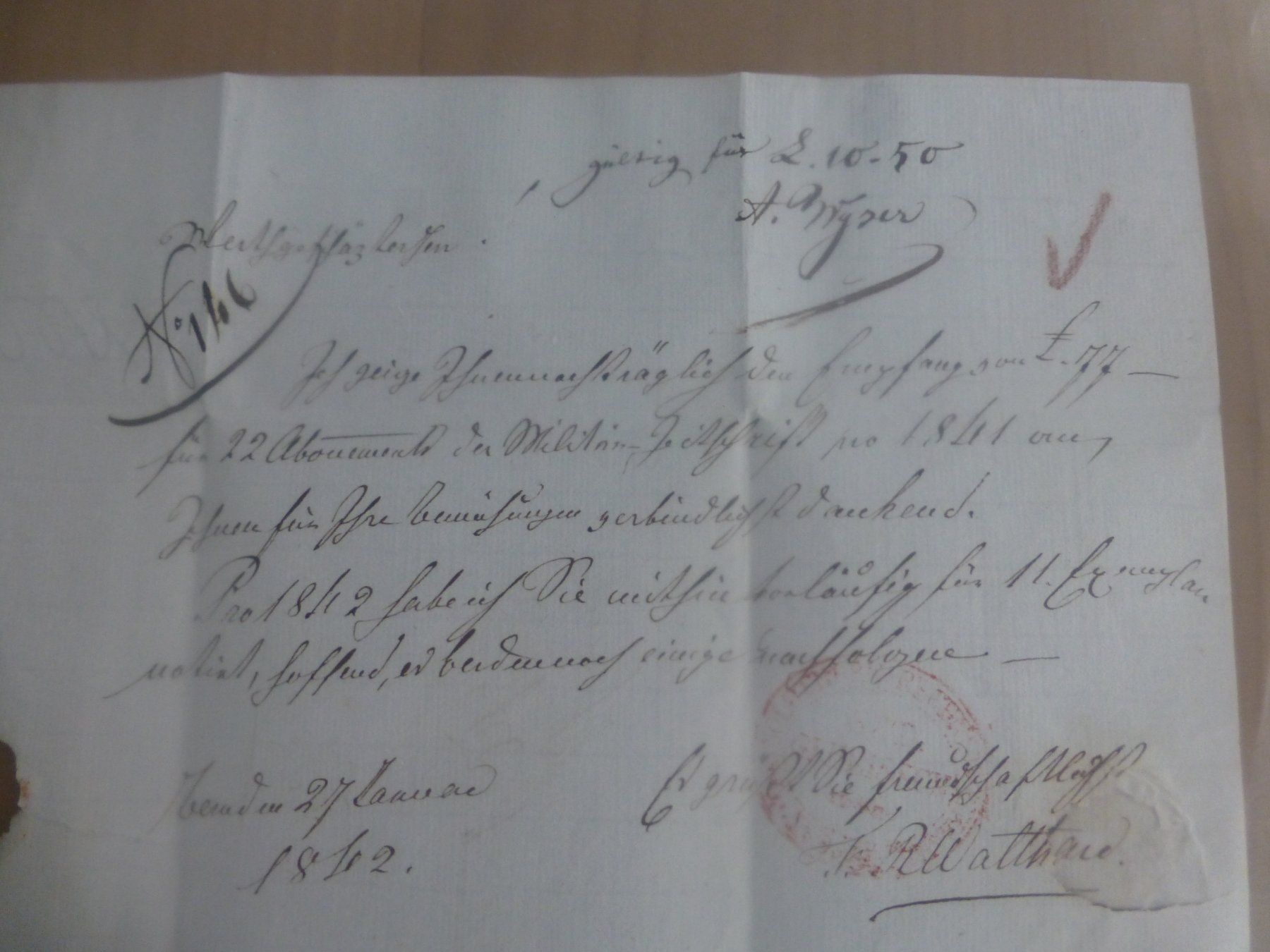 Dokumente: Bern 1842 nach Solothurn – Gebraucht aus Bettlach von 1saurer 3