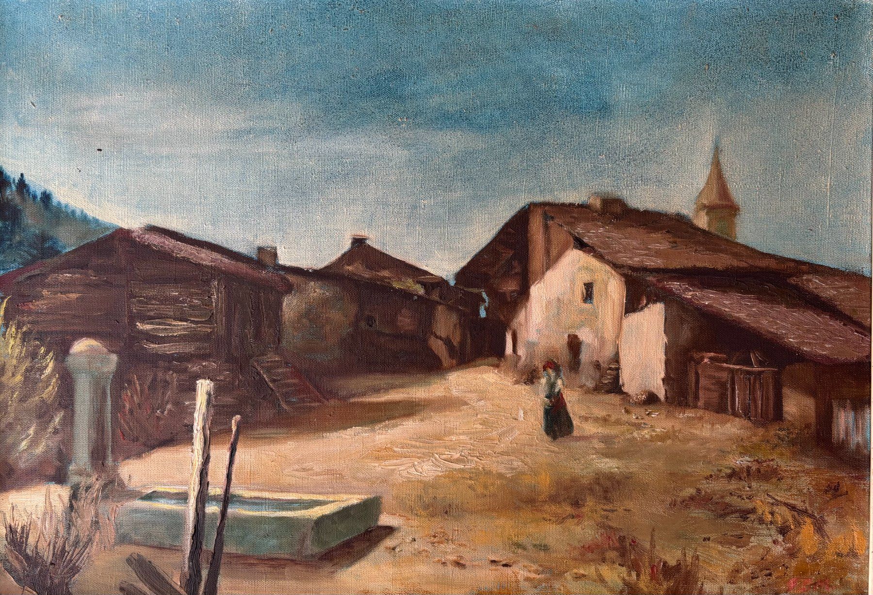 Dipinti: Ölgemälde, Ländliche Szene, signiert – Usato da Schaffhausen venduto da mar_dg95 1
