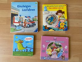 4 Kinderbücher zum klappen, ziehen und puzzeln