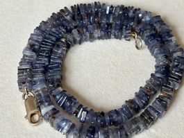 Iolith Kette, Silber Verschluss 925, 45 cm