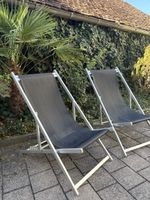 2 Liegestühle Alu Gestell dunkel grau Stoff guter Zustand