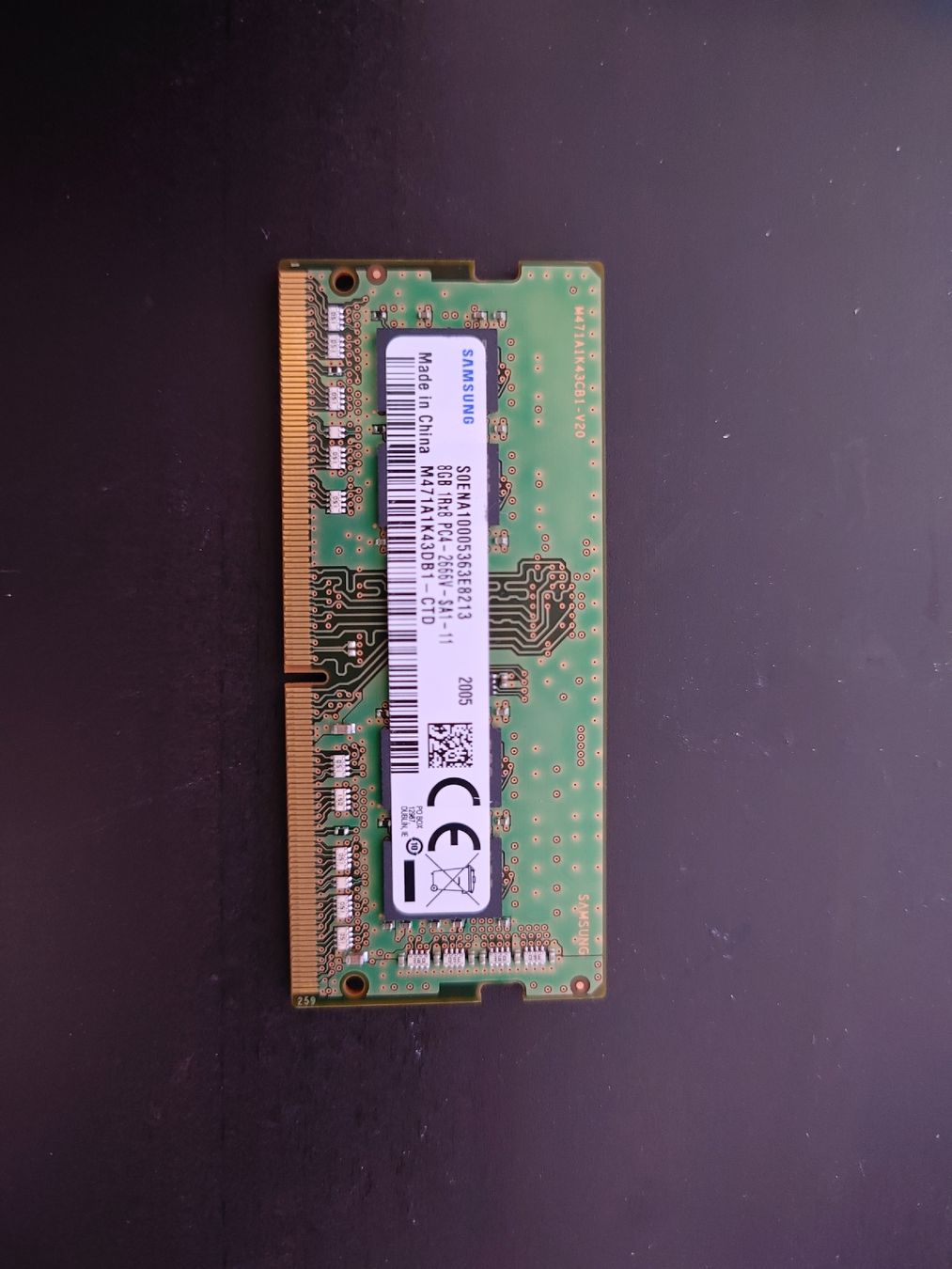 Samsung Memoria / RAM: Samsung RAM Module 8GB DDR4 SO-DIMM M471A1K43DB1 – Usato da Fällanden venduto da Lucky_Fox