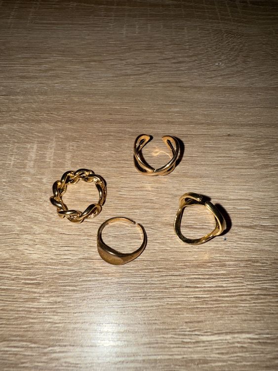 Goldfarbene Ringe Set, 4 Stück, verstellbar, Modeschmuck (Neu (gemäss ...