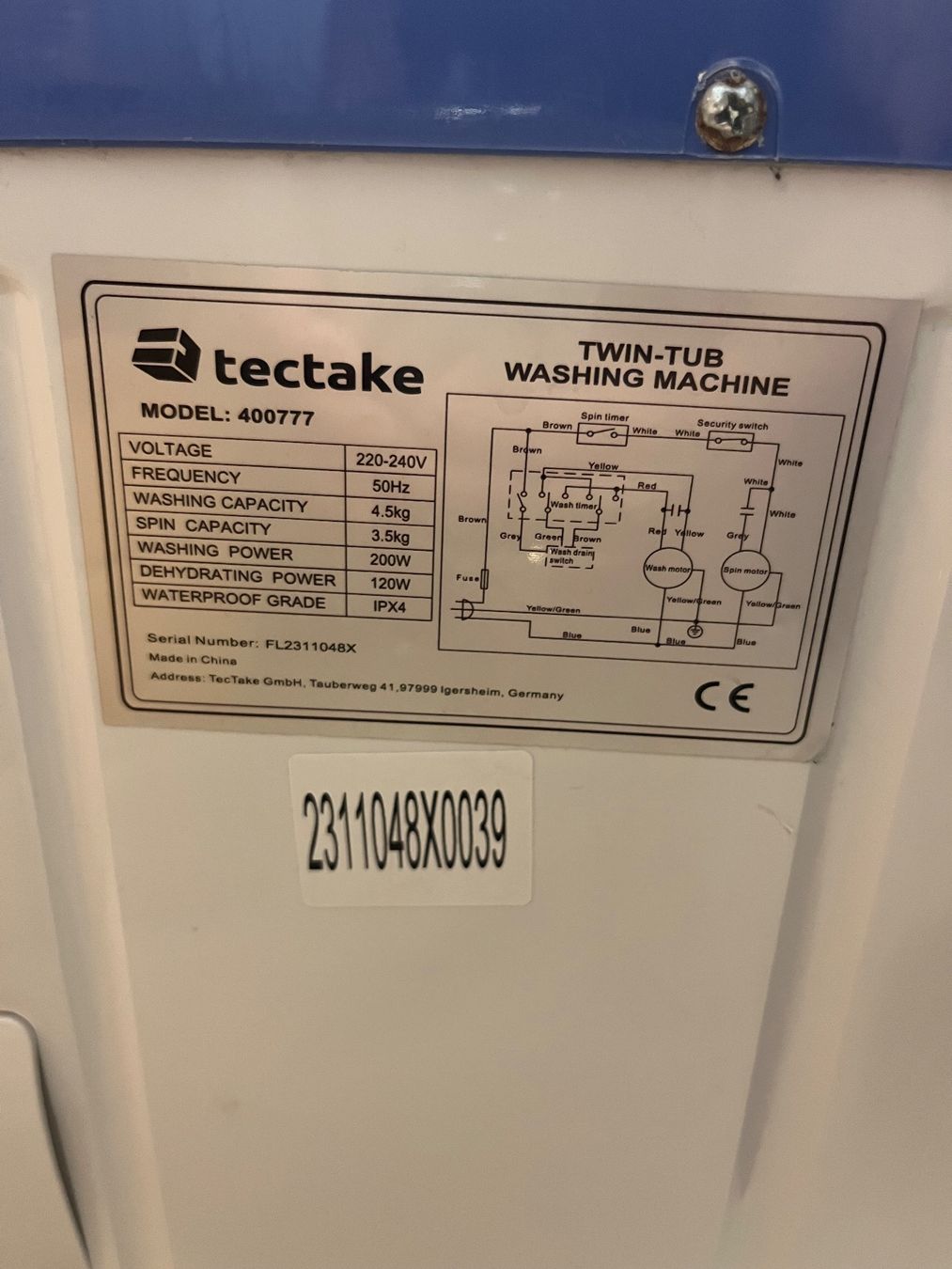 Lavatrici: Tectake Camping Waschmaschine Halbautomatisch – Usato da Frauenfeld venduto da michi65 5