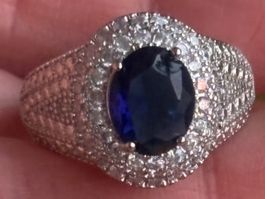 Luxus Elegante Gr.19/9 Ring Farbe: Silber /blau Zirkonia