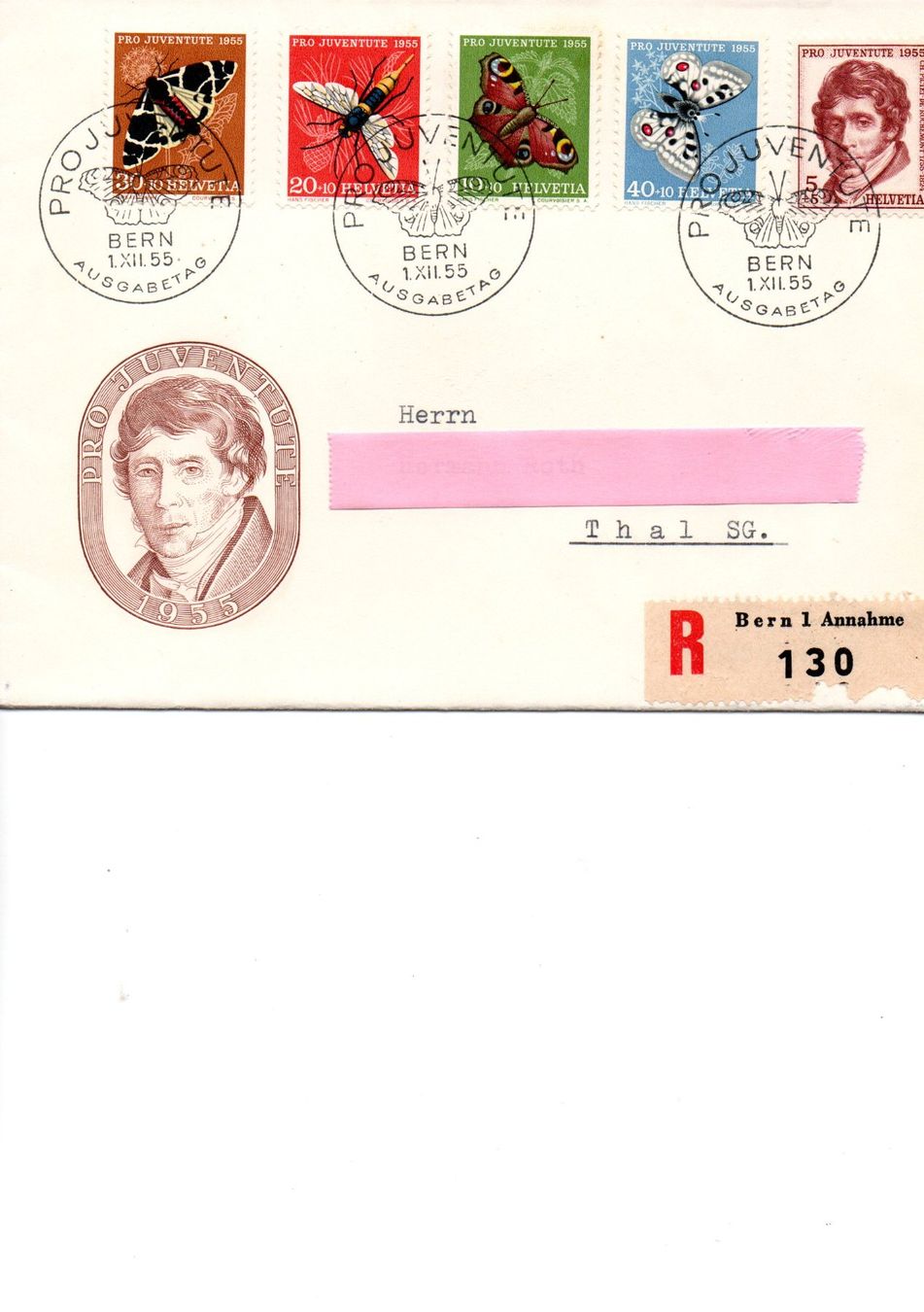 Tutti i francobolli: Pro Juventute 1955 Ersttagsbrief – Usato da Wallisellen venduto da han_z8cl