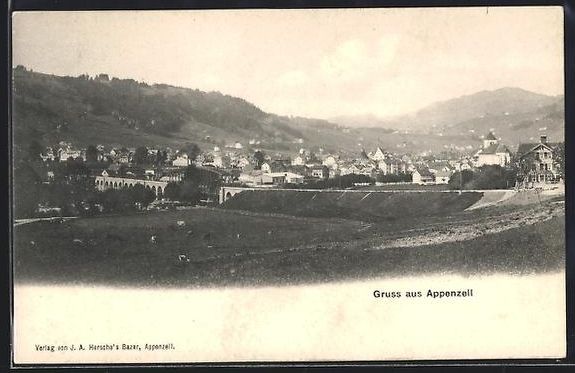 Cartoline postali: AK Appenzell, Ortsansicht – Usato da Berlin venduto da bartko-reher