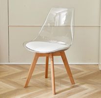 4 tolle Nordic Stühle, Acryl mit weissen Kissen, NEU
