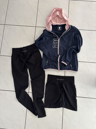 Sportbekleidung Set Teveo & Fila Damen Grösse M schwarz