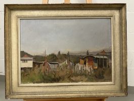 René Guignard  (1892-1983) Gemälde Landschaft mit Anhängern