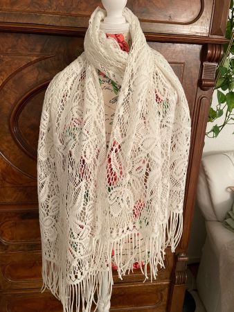 NEU**Grosser Schal Strick Stickerei 60 x 240 cm