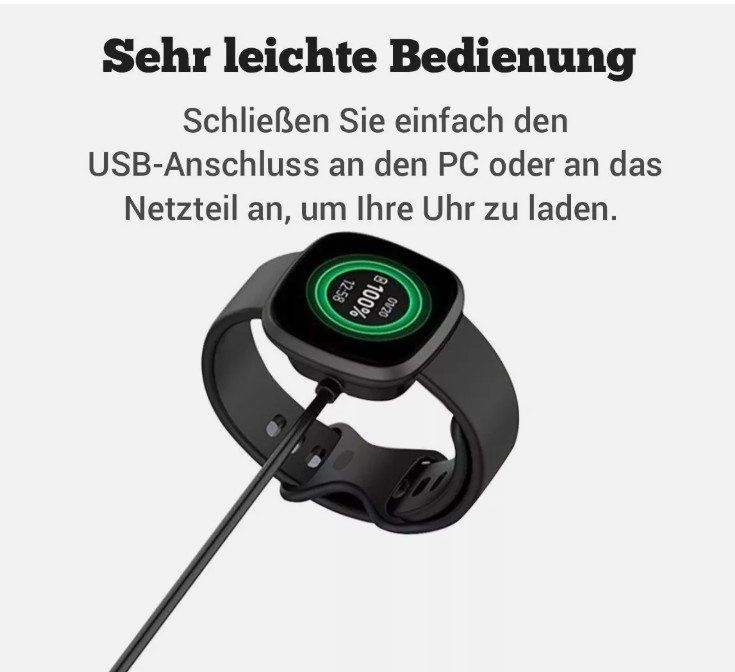 Accessori per Smartwatch: USB Ladekabel Fitbit Versa 3/4/ Sense 1/2 Ladegerät 1Meter – Nuovo (secondo la descrizione) da Kirchdorf AG venduto da Apost008 3