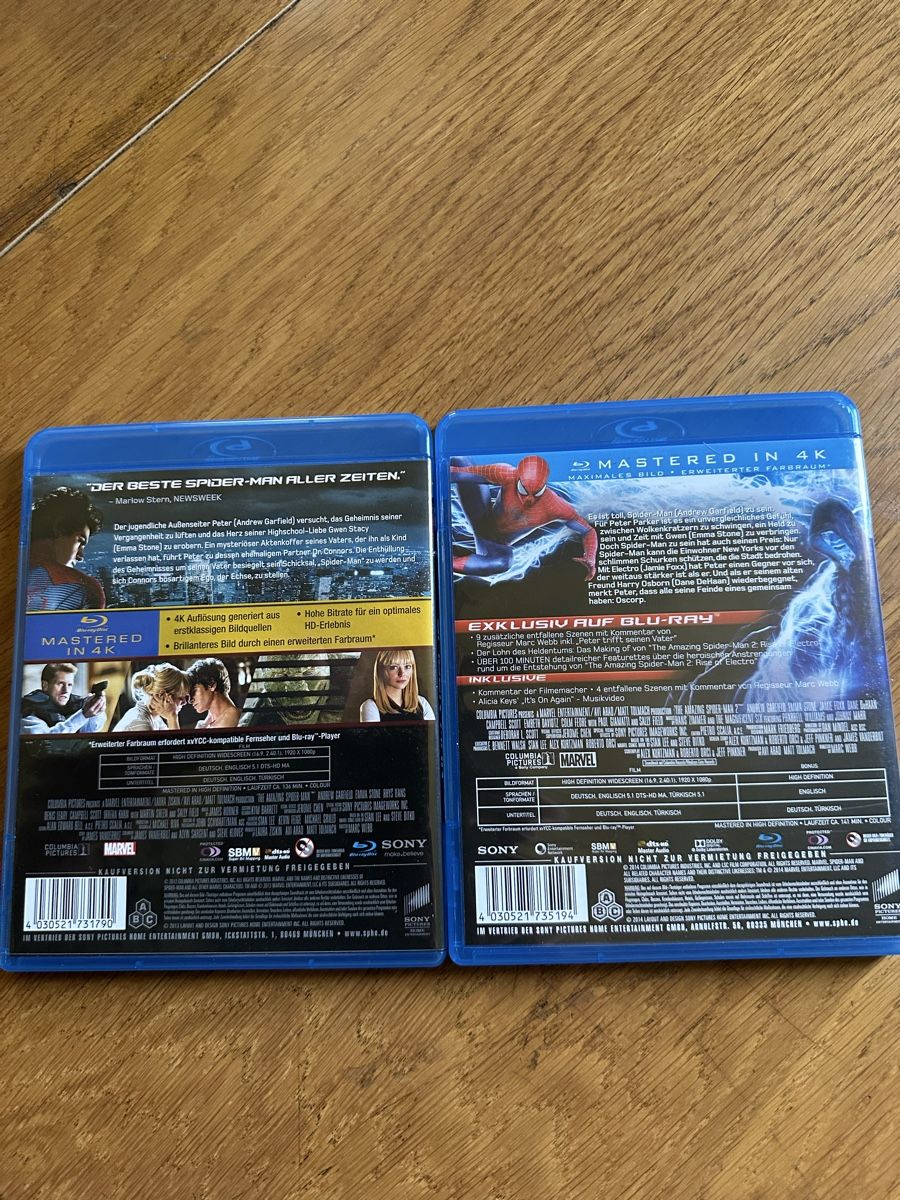 Tutti i DVDs: The Amazing Spider Man 1-2 Bluray – Usato da Benken ZH venduto da Audi-erich 1