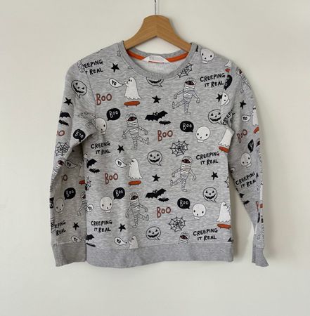 Halloween Sweatshirt Pullover Gr. 134/140 grau Mumie Geist 