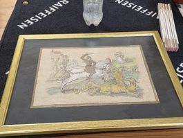 Bilderrahmen mit Farblithographie St. Georg Kampf gegen Drac