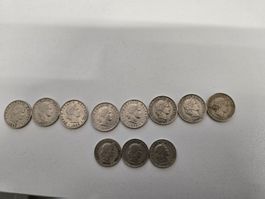 Lot de 11 pièces de monnaie Suisse