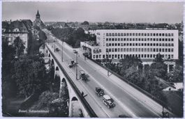 Basel 1948 Rialto Restaurant Oldtimer Pferdekutsche Brücke