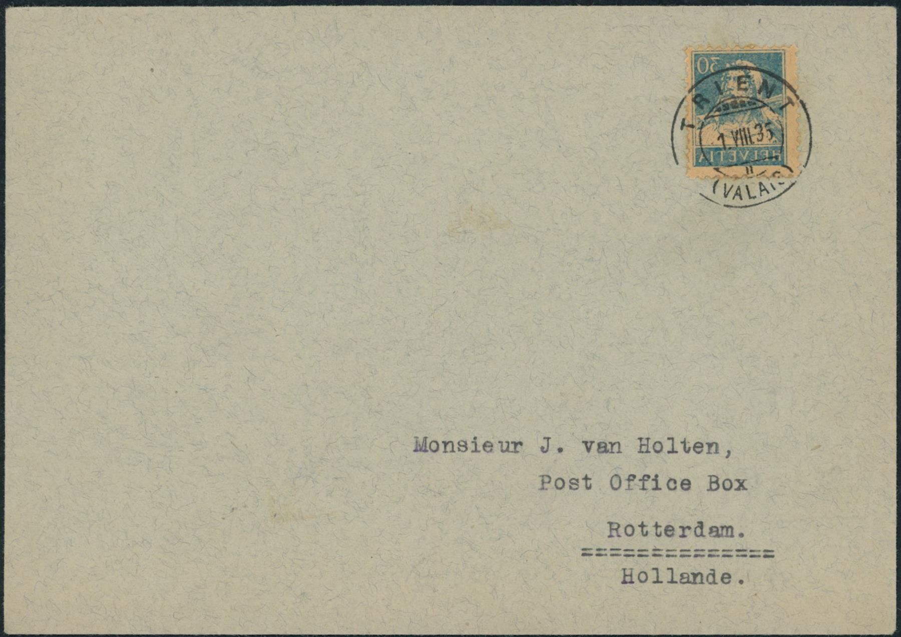 Alle Briefmarken: 1935 - Tellbrustbild - Brief - Abart – Gebraucht aus Schindellegi von leecollect