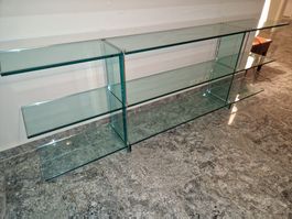 Designer-Glasregal – B 240 / H 85 / T 35 cm