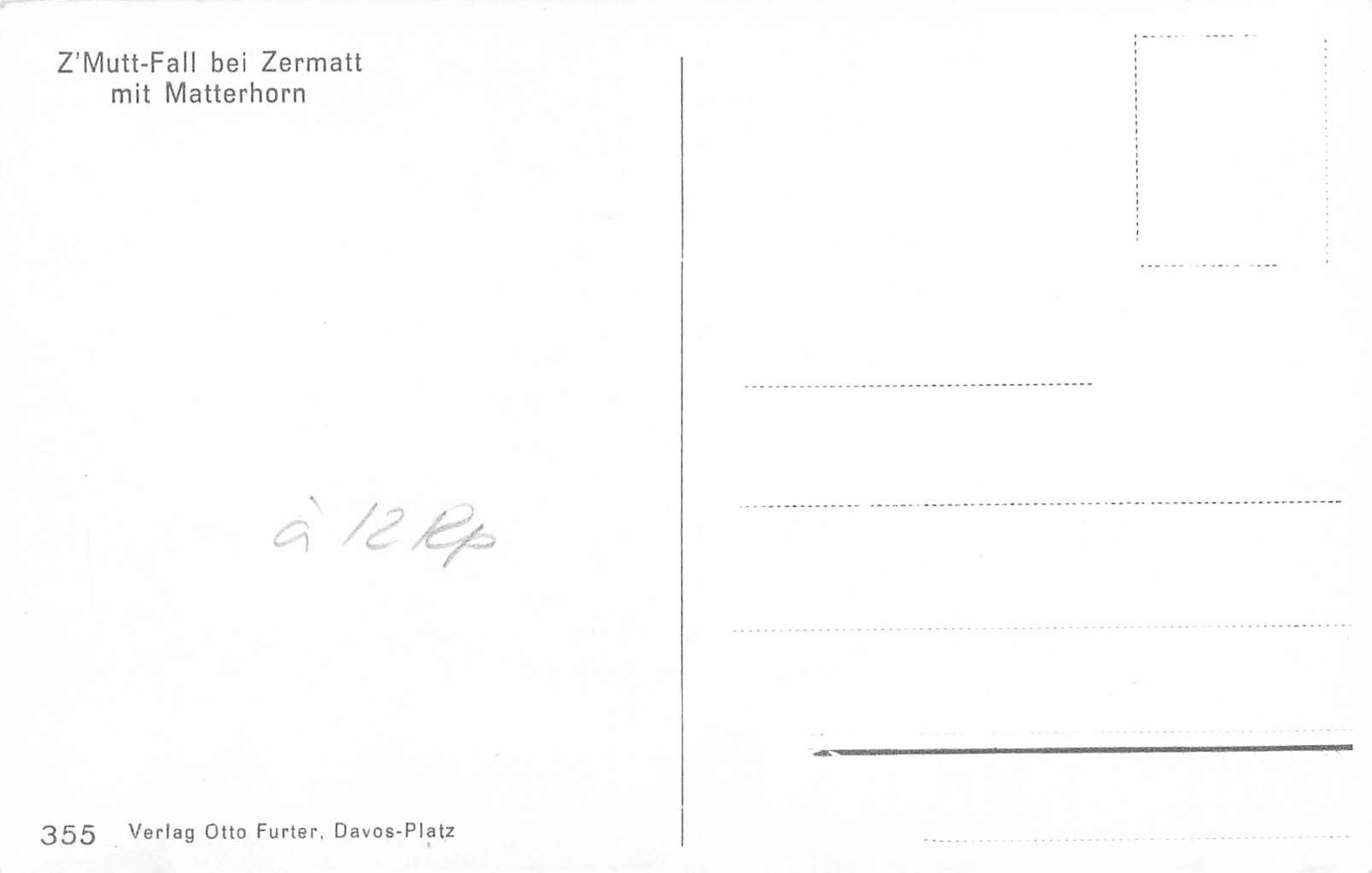 Cartoline postali: Zermatt (VS) Z'Mutt-Fall mit Matterhorn – Usato da Biasca venduto da Blenio71 1
