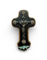 Crocefisso antico con Gesù Cristo Acquasantiera Benitier
