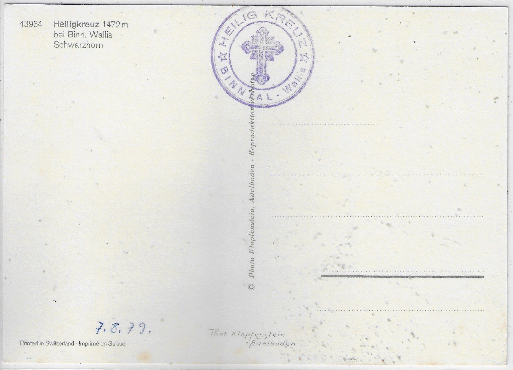 Cartoline postali: Heiligkreuz bei Binn – Usato da Ettingen venduto da Kartenplanet 1