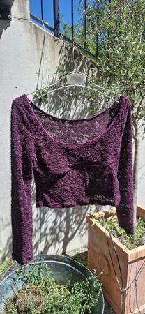 Violettes Langarm Crop Top
