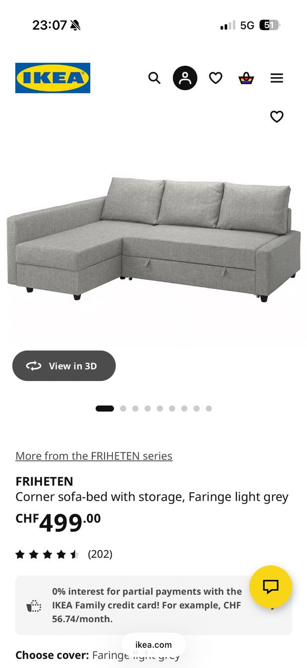 Ikea Divani: IKEA FRIHETEN Ecksofa mit Schlaffunktion – Usato da Ostermundigen venduto da eli_mpq7 3