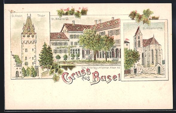 Cartes postales: Litho Basel, St. Alban-Thor, St. Albanst – D'occasion à Berlin par bartko-reher