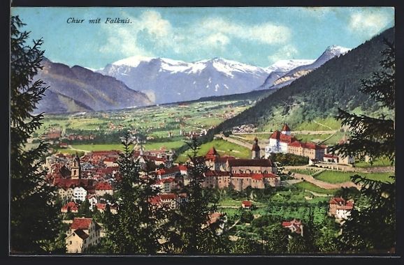 Cartoline postali: AK Chur, Ortsansicht mit Falknis – Usato da Berlin venduto da bartko-reher