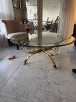 Versace Eleganter Couchtisch Messing & Glas vintage