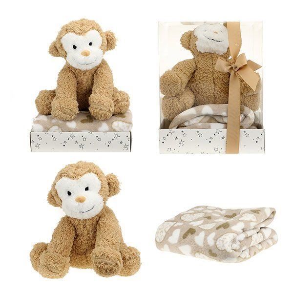 Giocattoli: Geburts-Geschenkbox -Plüsch-Affe + Decke – Nuovo e nell'imballaggio originale da Biel/Bienne venduto da Spiel-Markt