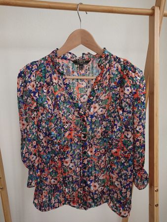 Damen Bluse Lipsy London Gr. 38 Bunt Flower mit Glitzerfäden