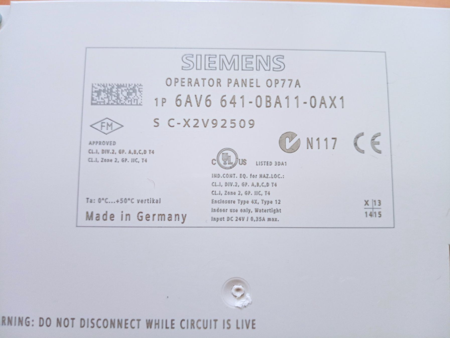 Siemens Elektronikbauteile: Siemens SIMATIC Operator Panel OP 77A / 6AV6641-0BA11-0AX1 – Gebraucht aus Ufhusen von HKSC 2
