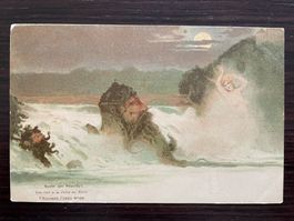 F. KILLINGER BERGGESICHTER Nacht am Rheinfall, nackte Frau