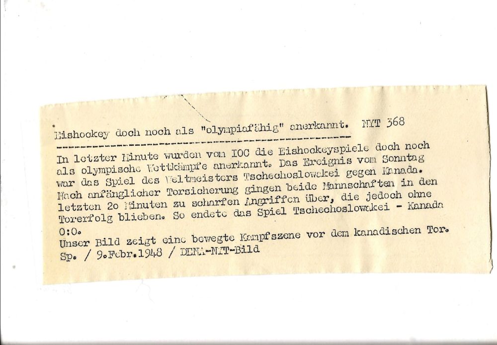 Orig. Olympische Spiele St. Moritz, 1948, Eishockey Kaufen auf Ricardo