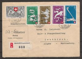 1951 : Pro Patria Serie auf R-Breif nach Deutschland