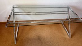 Gl   Tisch Glas Metall Chrom Gestell guter Zustand