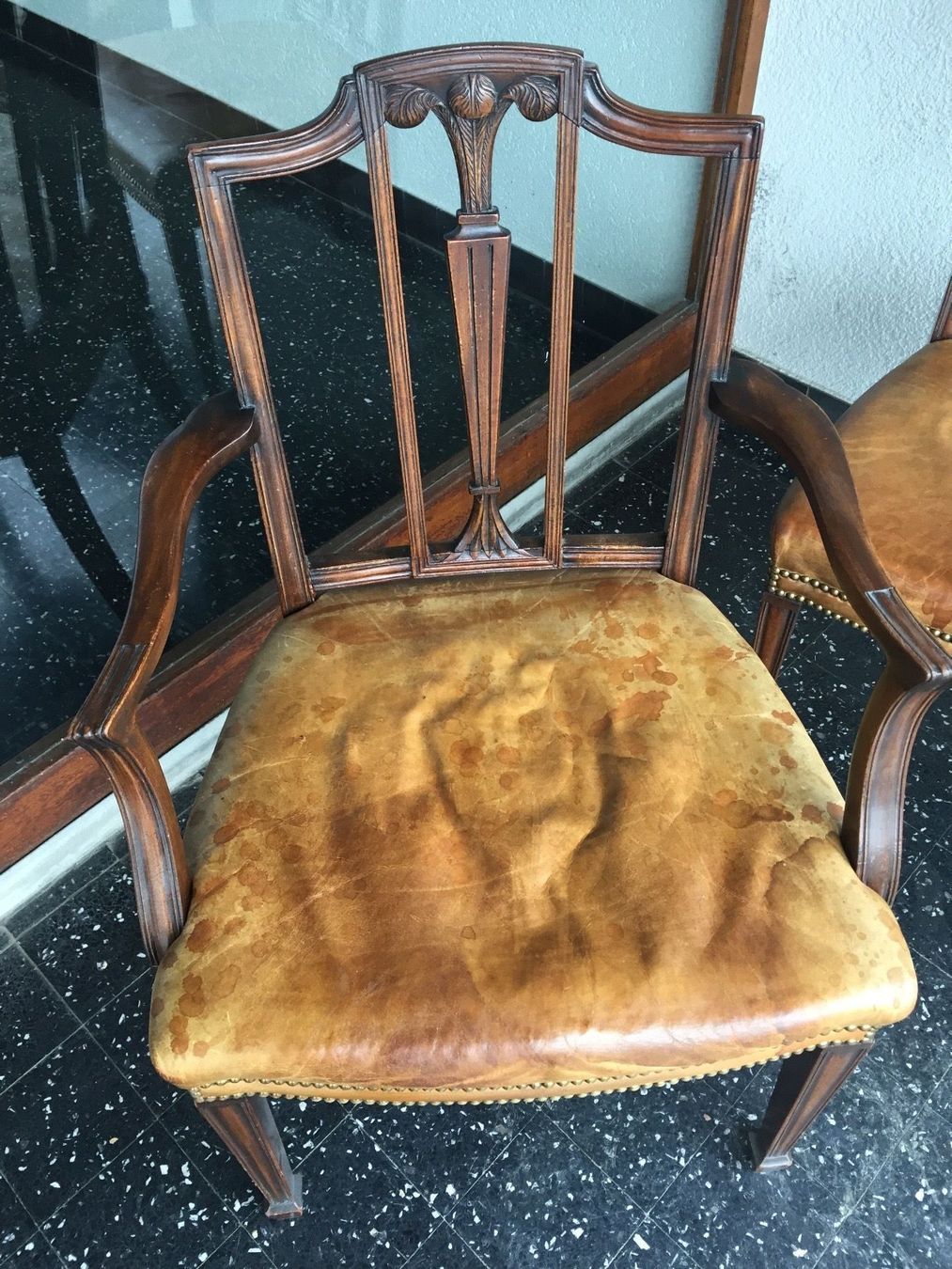 Sedie: 3 chaises bois/cuir, à restaurer – Usato da Onex venduto da mirza02 1