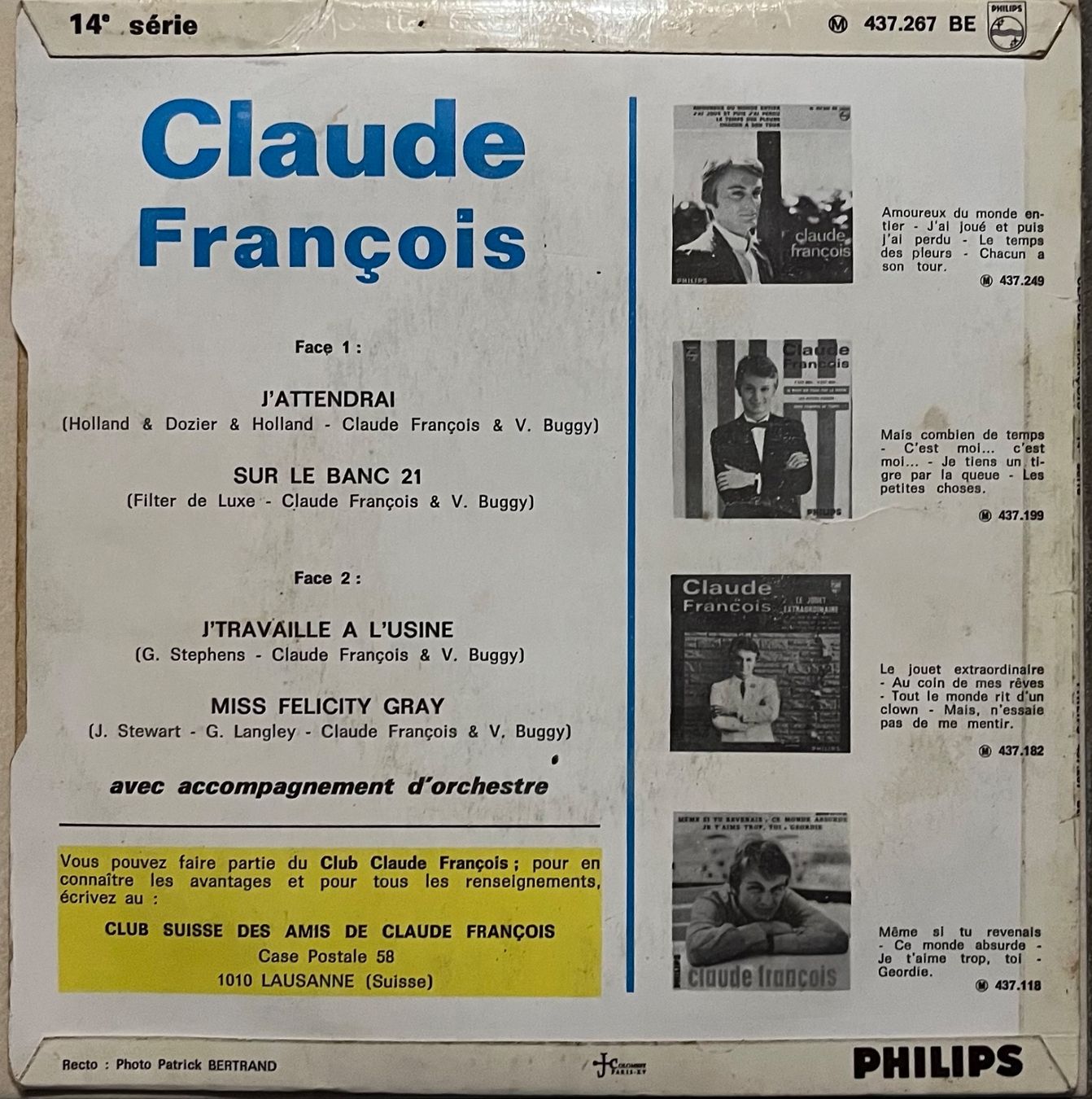 Dischi in vinile: CLAUDE FRANÇOIS - J’ATTENDRAI – Usato da Bussigny venduto da vinyl-pas-cher 1