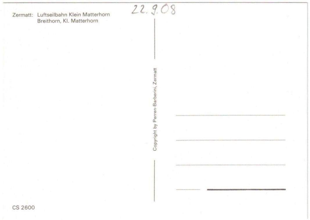 Cartoline postali: Zermatt - Luftseilbahn Kleines Matterhorn – Usato da Binningen venduto da Mountainrider 1