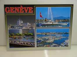 Genf Schweiz Vintage Postkarte Schiffe Boote Hafen  Jet d...