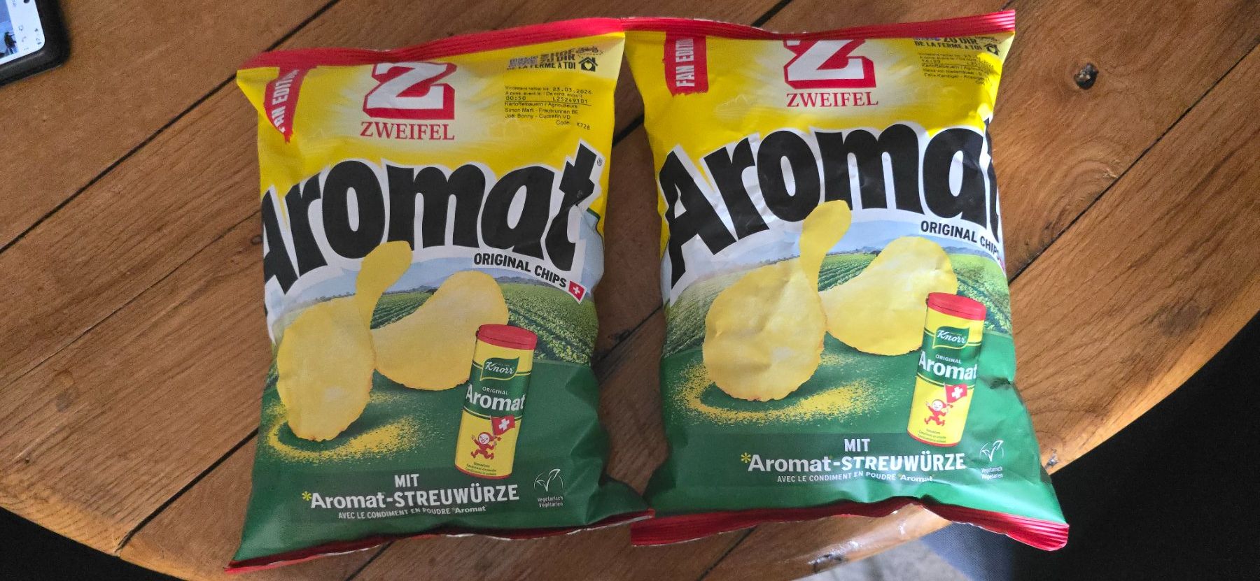 Zweifel Cibi & Specialità: 2x Chips Zweifel Aromat – Nuovo e nell'imballaggio originale da Le Noirmont venduto da desoto55